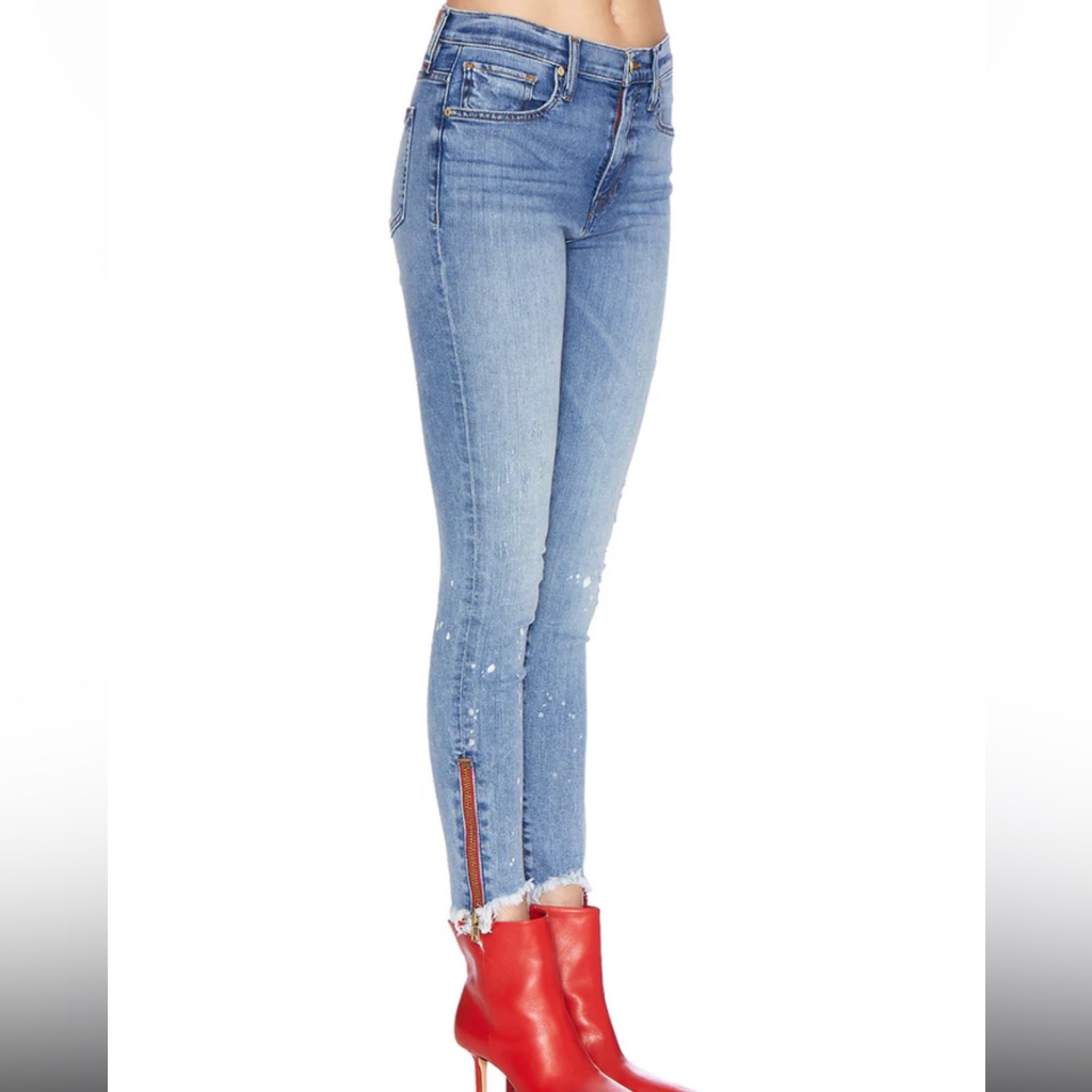 Etienne Marcel Jeans Women’s Red Zipper Indigo Splatter Skinny Jeans Size 26